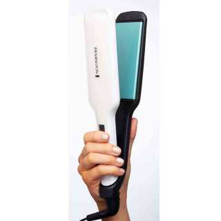 Placa de indreptat parul Remington Shine Therapy S8550 Placi late Invelis ceramic cu Ulei de Argan si Vitamina E 150-235ºC Alb R
