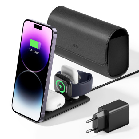 ESR - Premium 3in1 Travel Wireless Charging Set (2C569A) - for iPhone, MFi Apple Watch (5W), AirPods, Fast Charging - White ESR 