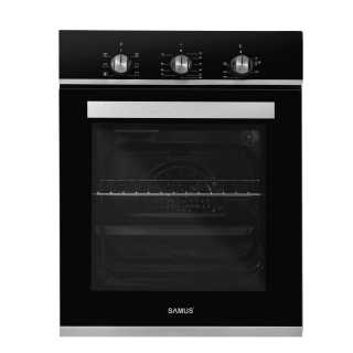Cuptor incorporabil Samus SC457GTBV 43L Latime 45cm 1900W 6 functii Ventilator Grill Clasa energetica A Timer mecanic Negru Inox