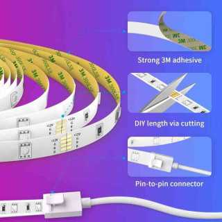 Banda LED RGB inteligenta Govee H6110 Wi-Fi Bluetooth Sincronizare muzica Lumina colorata Compatibil Alexa/Google Assistant 2x5m