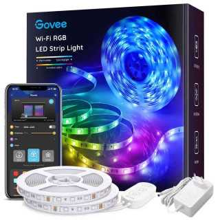 Banda LED RGB inteligenta Govee H6110 Wi-Fi Bluetooth Sincronizare muzica Lumina colorata Compatibil Alexa/Google Assistant 2x5m
