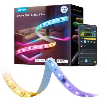 Banda LED RGBWW Govee Strip Light 2 Pro H61F53D1 Matter Bluetooth Wi-Fi 340 lm/m 60 LEDs/m Alexa Google Asistant 5m Govee - 1