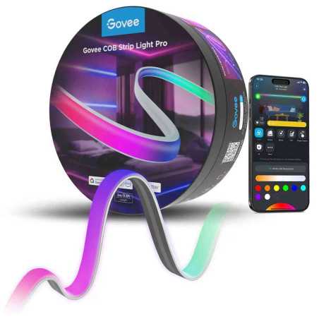 Banda LED inteligenta Govee COB Strip Light H61E53D1 RGBIC+W Matter Bluetooth Wi-Fi 450lm/m 1260 LEDs/m Alexa Google Asistant 3m