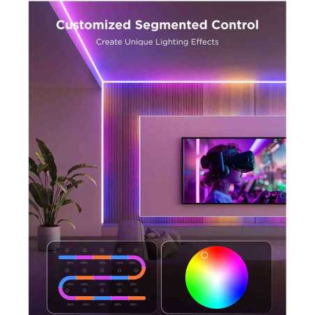 Banda LED inteligenta Govee COB Strip Light H61E53D1 RGBIC+W Matter Bluetooth Wi-Fi 450lm/m 1260 LEDs/m Alexa Google Asistant 3m