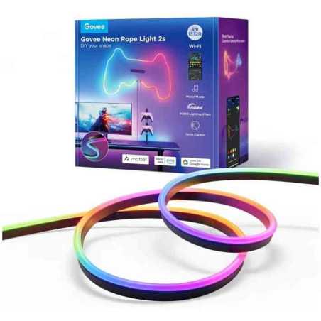 Banda LED inteligenta Govee Neon Rope Strip Ligth 2 H61D4C11 RGBIC 48W Matter Wi-Fi Bluetooth 4m Negru Govee - 1