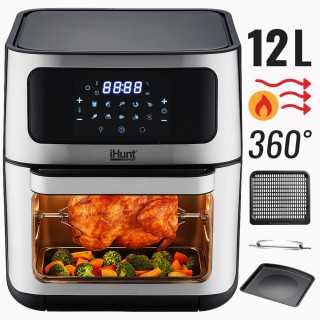 Friteuza cu aer cald si rotisor iHunt Bro Air Fryer 12L Rotary 1800W Timer Afișaj LED Touchscreen 10 Programe Silver iHunt - 1