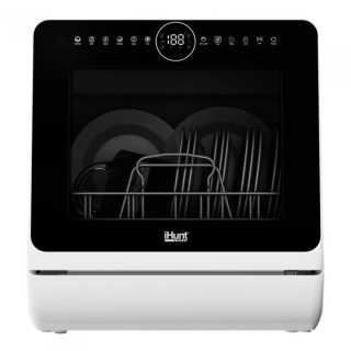 Masina de spalat vase compacta iHunt Bro Dishwasher Xpert 950W, Pompa Evacuare Control Digital 6 Programe Incalzire Uscare iHunt