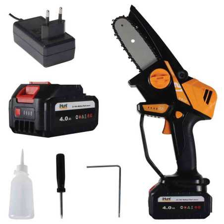 Mini Drujba electrica iHunt Strong Chainsaw 21V POWER cu acumulator 4Ah inclus Motor brushless Lama 10cm Incarcator iHunt - 1
