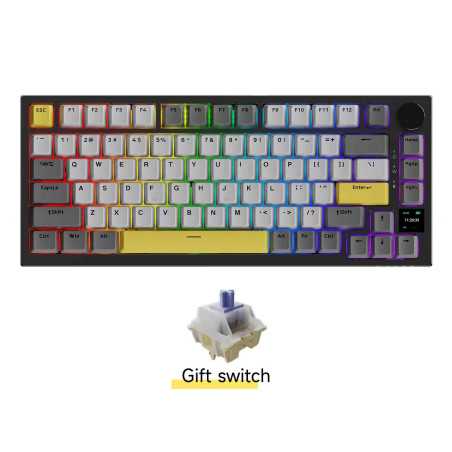 Tastatura AJAZZ AK820 PRO Mechanical Keyboard TFT Screen Bluetooth 2.4G Wireless Wired RGB Hot-Swap Black Grey Yellow Ajazz - 2