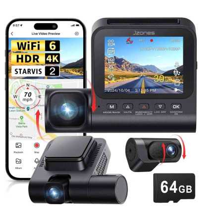 Camera auto Jzones 4K Ultra HD STARVIS 2 Triple Camera microSD 64Gb - 2